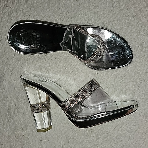 Stuart Weitzman clear & stone heels worn once size 7 - Picture 1 of 4